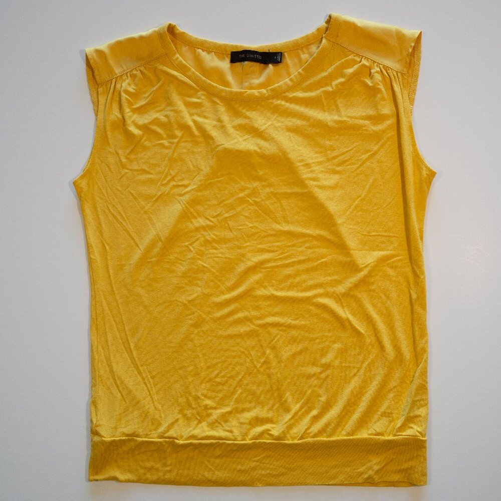 The Limited Marigold Yellow Sleeveless Top with Decorative Buttons on Back